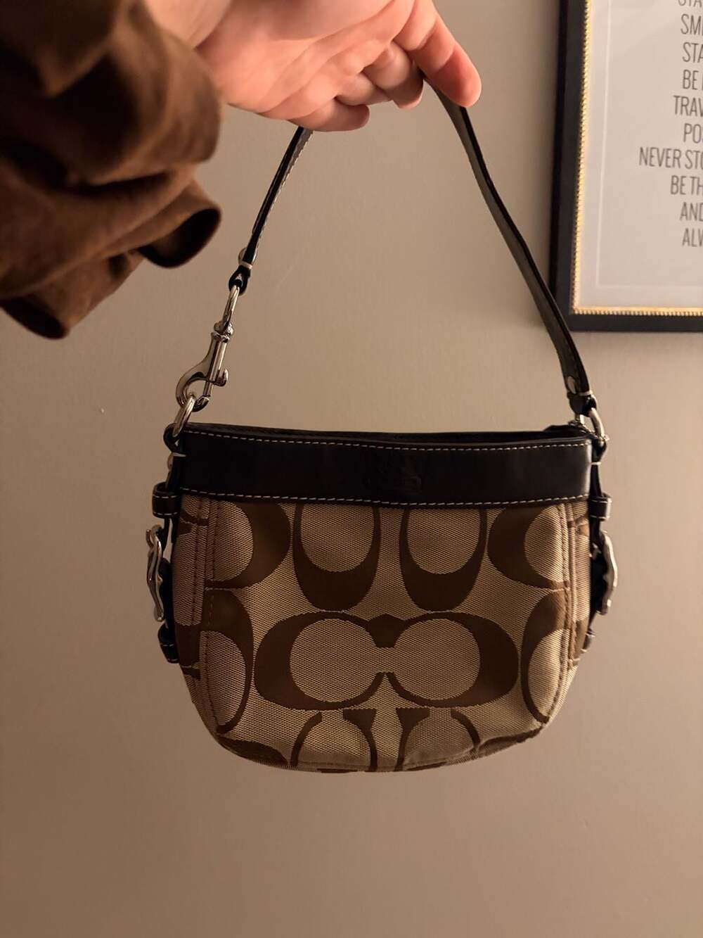 Coach Mini Zoe Signature Jacquard Bag F41833 Khaki Brown - Picture 2 of 10